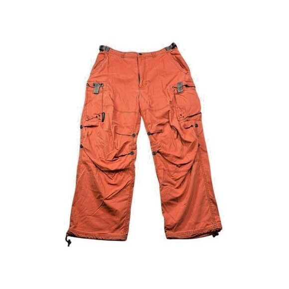 Vintage 00's Y2K Baggy Abercrombie & Fitch Orange Paratrooper Cargo Pants Large - Picture 1 of 10